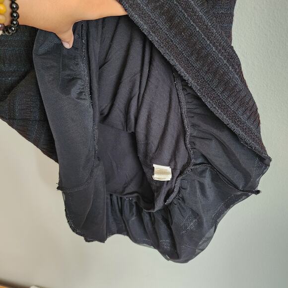 Free People Drop Waist Black Scoopneck Knit Short Sleeve Mini Dress Medium - Picture 6 of 9